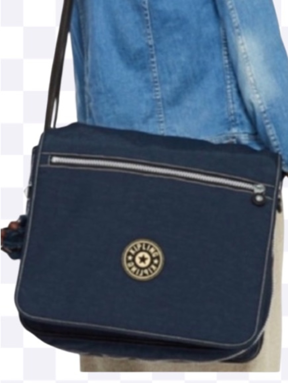 Kipling Black Nylon Messenger Bag with Adjustable Strap expandable unisex